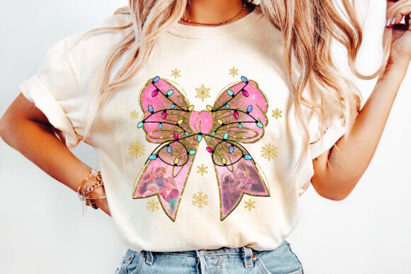 Jesus Pink Christmas Coquette Bow PNG for T-Shirt Designs