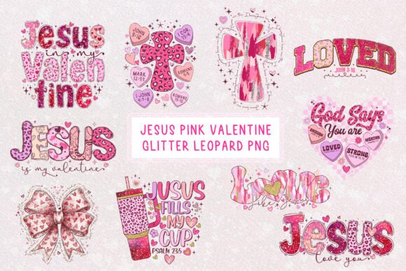 Jesus Pink Valentine Leopard PNG Bundle