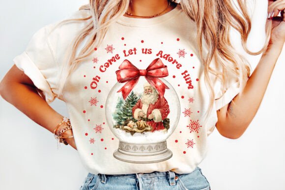 Kneeling Santa Snowglobe PNG for T-Shirt Designs