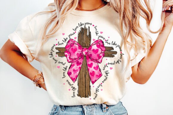 Love Like Jesus Valentine Cross PNG for T-Shirt Designs